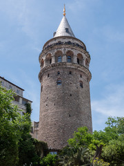Fototapeta premium a low angle close view of galata tower in istanbul