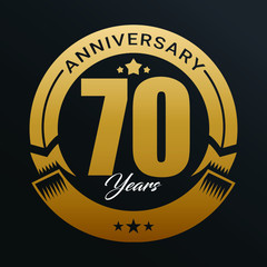 70th Anniversary logo,70 year Anniversary logo design celebration, luxurious golden color logo. 