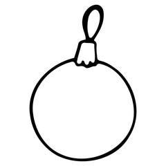 Vector isolated element, Christmas decoration, Christmas ball. Hand drawn doodle.