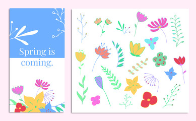 A set of floral element