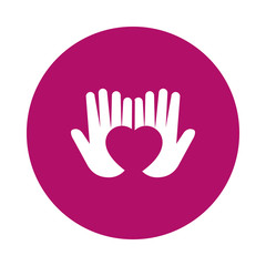 open hands with heart icon, block style