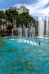 Sao Jose do Rio Preto, Sao Paulo, Brasil, May 10, 2015. Fountain at Rui Barbosa Square, known as Calçadao square, in downtown of Sao Jose do Rio Preto, Sao Paulo state