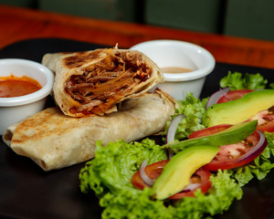 Pastor beef burrito and avocado