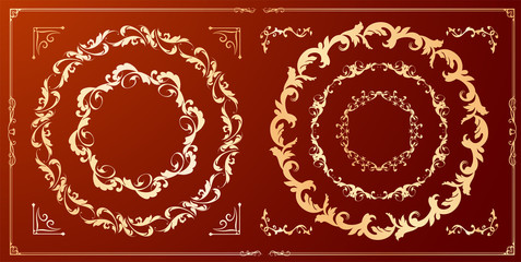 クリスマスのフレームセット、リースのデザイン、オーナメントや装飾デザイン