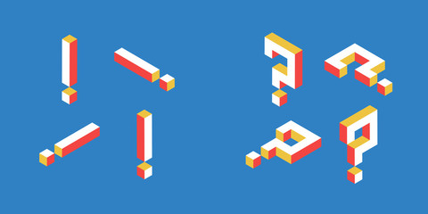 Question mark ,Exclamation mark 3d isometric abstract.