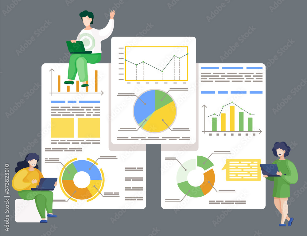 Aufkleber teamwork concept. vector illustration joint work in the company. workers communicate, solve business