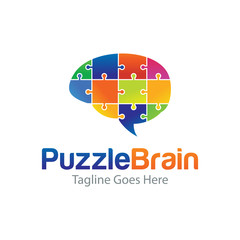 puzzle brain logo idea creative logo design vector