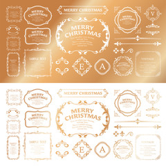 クリスマスのフレームセット、リースのデザイン、オーナメントや装飾デザイン