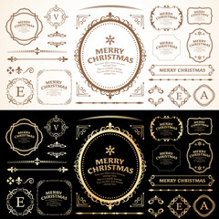 クリスマスのフレームセット、リースのデザイン、オーナメントや装飾デザイン