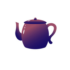 The violet teapot is home appliances. Vector illustration isolated on white background. 