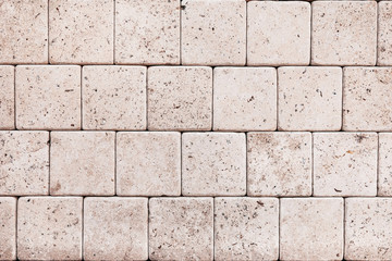 White square stone mosaic tiles for texture background and copy space.