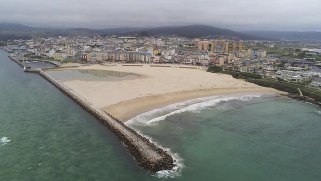 Foz, coastal village of Lugo. Galicia.Spain. Aerial Drone Footage