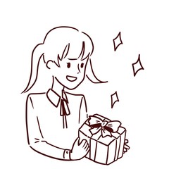 Girl rejoices with a present