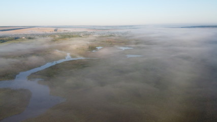foggy morning over the river.