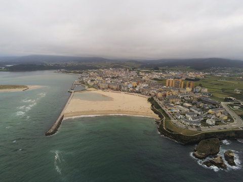Foz, coastal village of Lugo. Galicia.Spain. Aerial Drone Photo