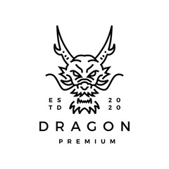 dragon monoline logo vector icon illustration