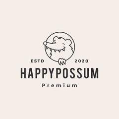 possum hipster vintage logo vector icon illustration