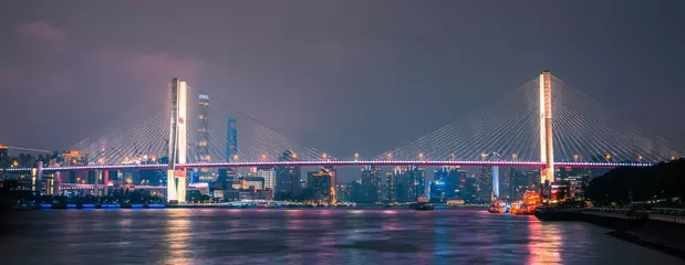 Rideaux velours Pont de Nanpu Night view of Nanpu bridge, in Shanghai, China.