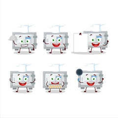 Cartoon character of digital safe box with various chef emoticons