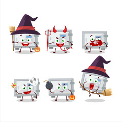 Halloween expression emoticons with cartoon character of digital safe box