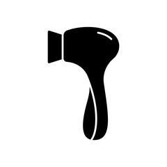 Silhouette electric facial cleansing brush. Outline icon of massager tool. Black simple illustration of face cleanser, device for scrubbing, removing blackhead. Flat isolated vector, white background