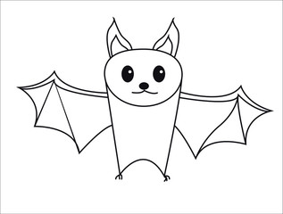Doodle illustration of a cute bat with spread wings. Illustration isolated on white for a halloween card in vector.