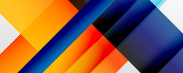 Geometric abstract backgrounds with shadow lines, modern forms, rectangles, squares and fluid gradients. Bright colorful stripes cool backdrops