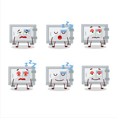 Cartoon character of digital safe box with sleepy expression