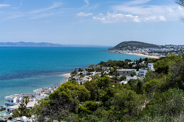 Panoramic view of seaside in Gammarth. Tunisia, North Africa