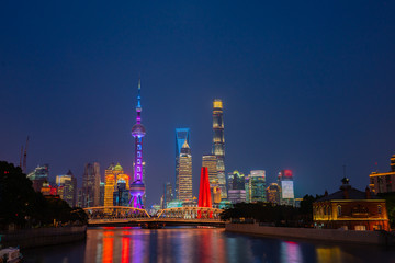 Obraz na płótnie Canvas The night view of Lujiazui, the financial district in Shanghai, China.
