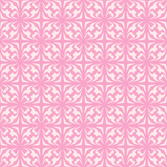 Abstract seamless pattern white ornament on pink background. Perfect for your design: fabric, wallpaper, background image, wrapping paper