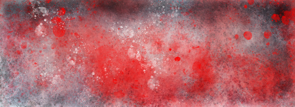 grunge background texture with red paint spatter and silver white and gray grungy textured design, old antique or vintage painted metal