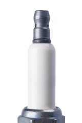 close-up of contacts, half of the car's spark plug, on a white background