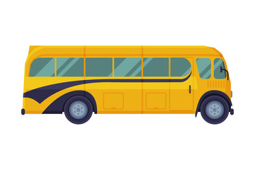 Retro School Bus, Side View, Back to School Concept, Students Transportation Vehicle Flat Vector Illustration