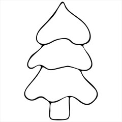 abstract christmas tree for christmas and new year, cute winter doodles, coloring book, doodle style vector element