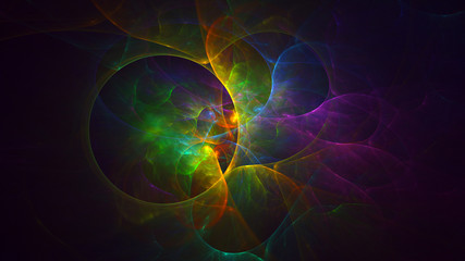 3D rendering abstract multicolor fractal light background