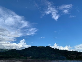 Fototapeta na wymiar beautiful mountain view under blue sky background