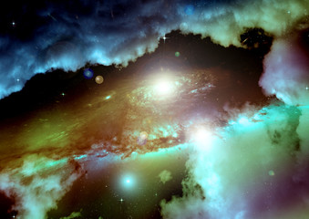 galaxy in a free space. 3D rendering