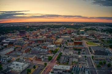 Aerial View of Sioux Falls, South Dakota at Sunset