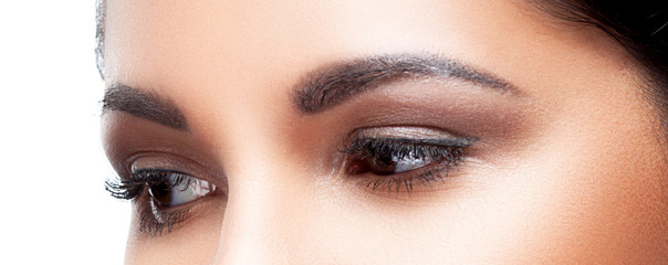 Naklejka premium Eyes of beauty woman, smoky eye shadow make-up