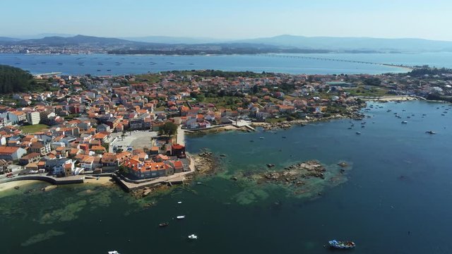 Arousa Island. Pontevedra. Galicia,Spain. Aerial Drone Footage