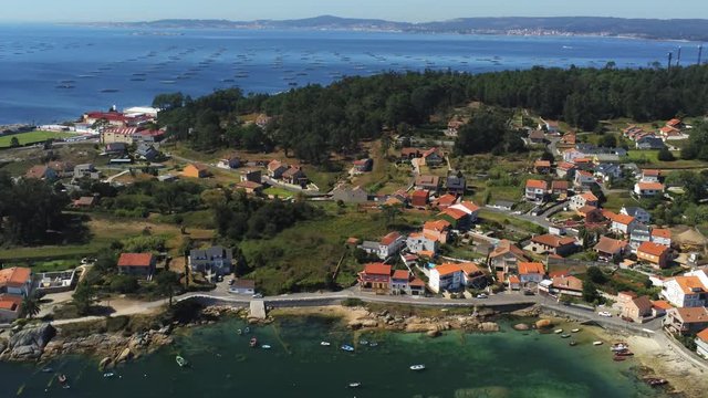 Arousa Island. Pontevedra. Galicia,Spain. Aerial Drone Footage