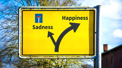 Street Sign Happiness versus Sadness