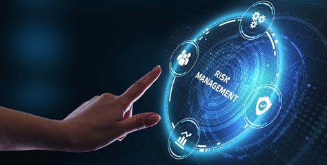 Business, Technology, Internet and network concept. Young businessman shows the word on the virtual...