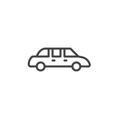 Limousine car line icon. linear style sign for mobile concept and web design. Limo car outline vector icon. Symbol, logo illustration. Vector graphics