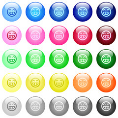 Laughing emoticon icons in color glossy buttons