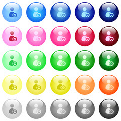 User account protected icons in color glossy buttons