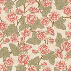 Seamless pattern with roses. Vintage floral background