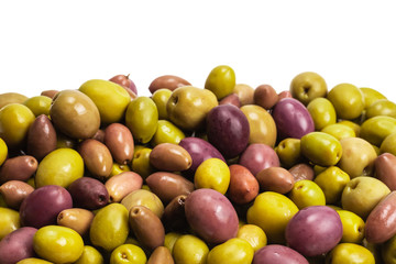 Tasty mix olives background.