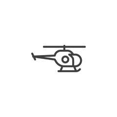 Helicopter line icon. linear style sign for mobile concept and web design. Helicopter side view outline vector icon. Symbol, logo illustration. Vector graphics